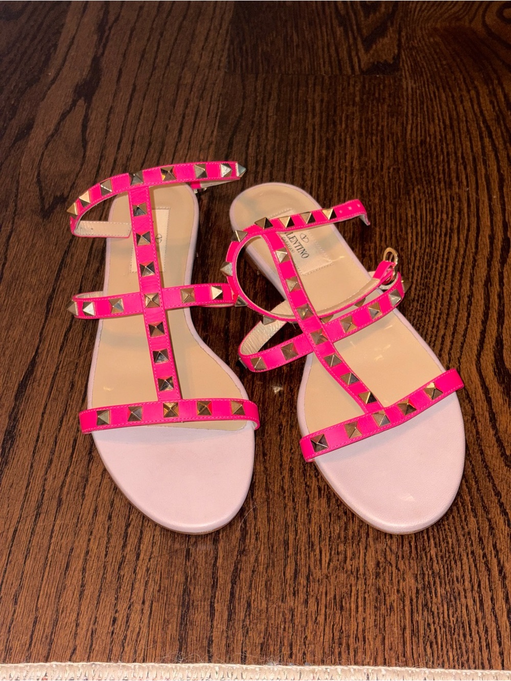 Valentino Rock Stud Sandal in Hot PINK